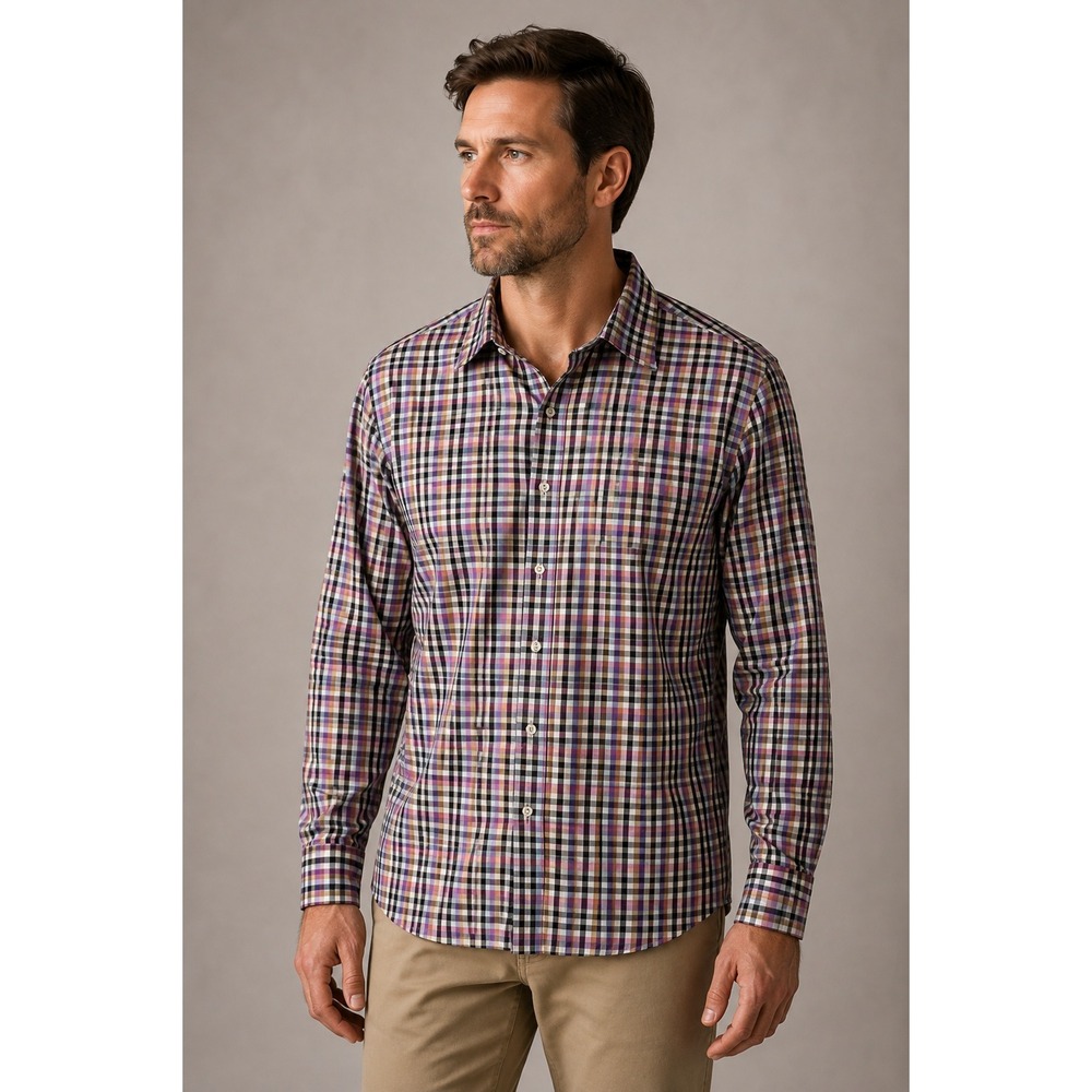 Peter Millar Shirt Men's XL Plaid Country Club Golf Preppy Button Down Purple‎